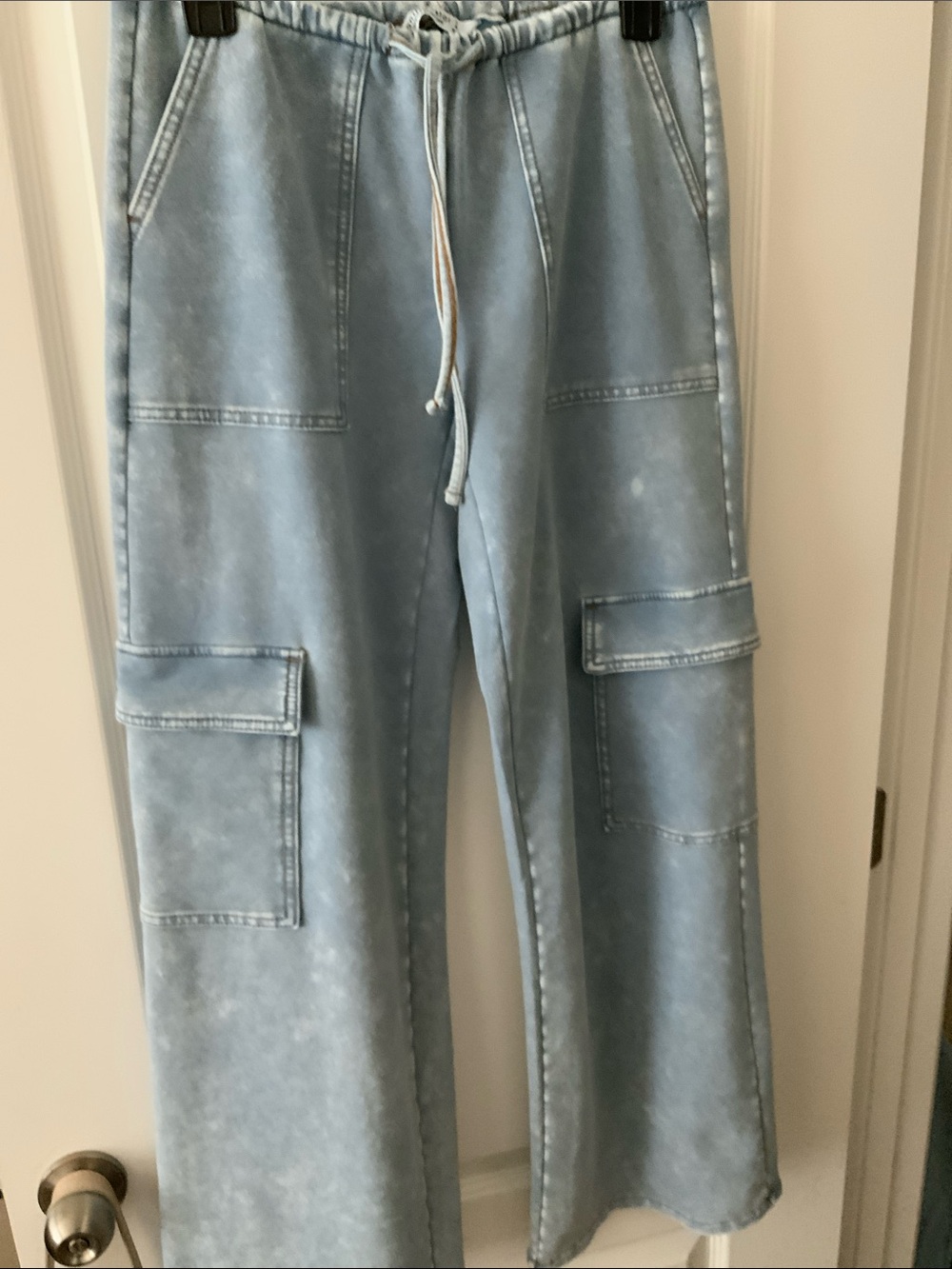 Vanilla Star Light Blue Washed Cargo Jogger Pants - Picture 3 of 8